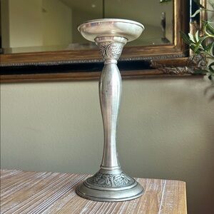 Vintage Pottery Barn Vine Silver Pewter Taper Pillar Candle Holder 10"